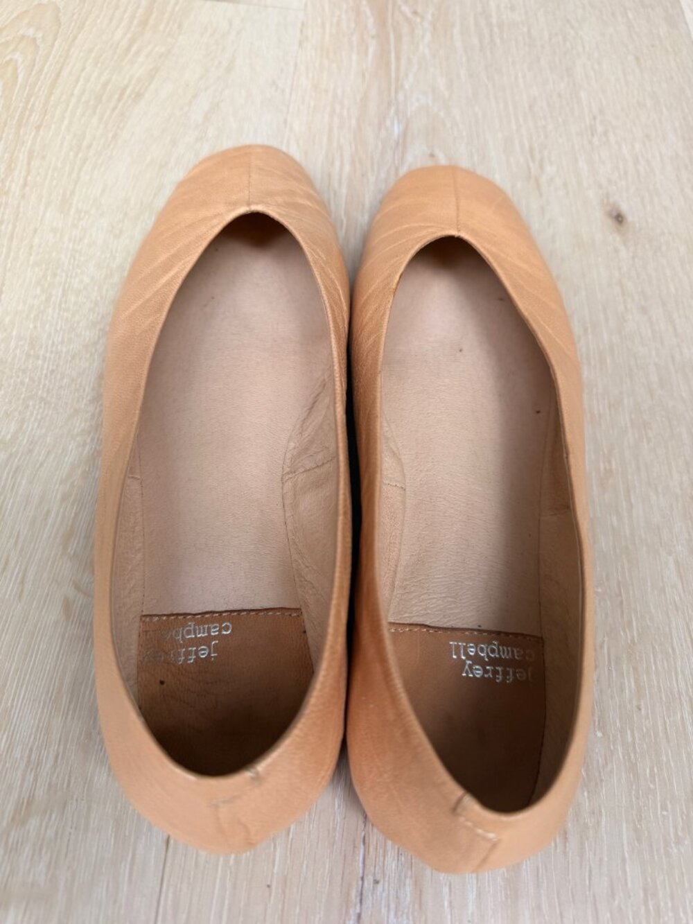 Jeffrey Campbell Fathom Square Toe Leather Ballet Flats Apricot Tan 8.5 - Picture 4 of 10